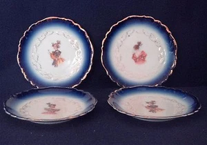 4 Carlsbad Victorian Bread & Butter Plates Blue Gold Trim 5.75" In Diameter  - Picture 1 of 4