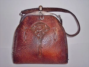 Antique JEMCO Purse Arts Crafts Era Hand Tooled Leather Excellent - Picture 1 of 12