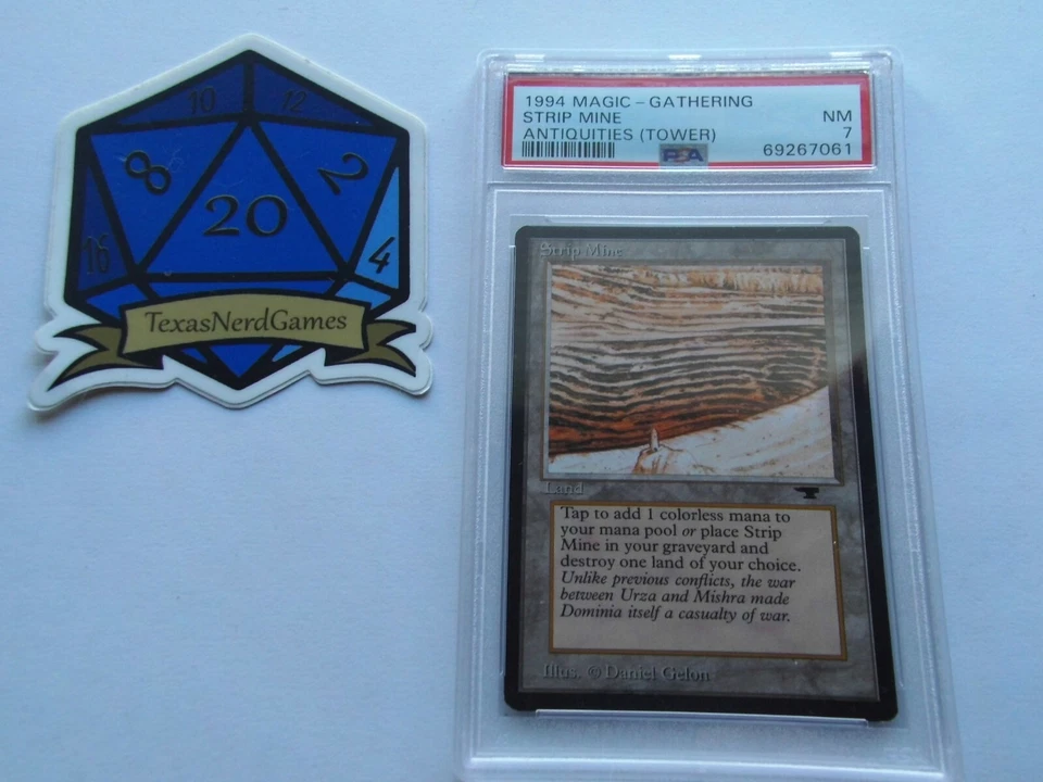 x1 Strip Mine Tower 1994 Magic The Gathering MTG Antiquities PSA 7 Near Mint - Image 1 of 3