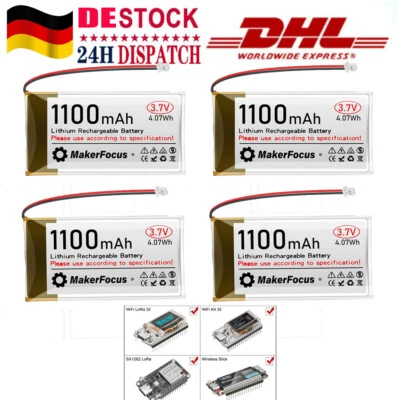 4X 3,7V 1100mAh LiPo-Akku wiederaufladbar 1S 3C 952540 Lithium-Polymer-Akku JST - Bild 1 von 4