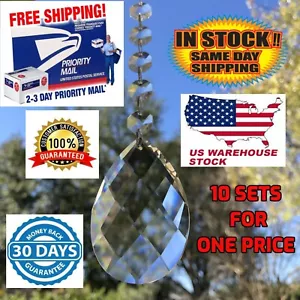 10pc LARGE 76mm 3in Crystal Teardroop Lattice Prism Chandelier Suncatcher - Picture 1 of 7