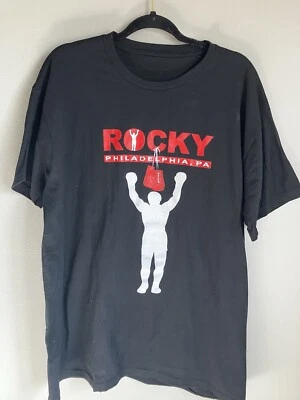 Rocky Balboa Tee Shirt Size Large Black, good condition boxing Philadelphia  - Image 1 of 4
