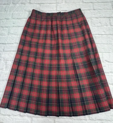 Eastex VTG Kilt Skirt Red Green Size 16 Fit UK 12 Country Preppy Scotland Tartan - Image 1 of 4
