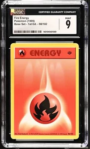 CGC 9 MINT Fire Energy Base Set 1st Edition 98/102 Energy Pokemon Card psa - Picture 1 of 2