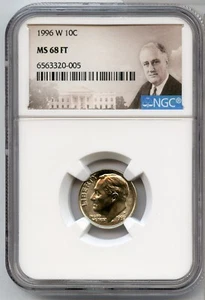 1996-W Roosevelt Dime NGC MS68 FT Coin Certified Graded 10c West Point - JP390 - Picture 1 of 2