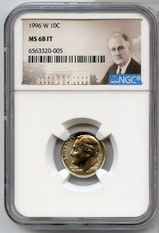 1996-W Roosevelt Dime NGC MS68 FT 10c Coin Certified Graded West Point - JP390 Cover