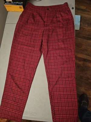 Pantalones de mezclilla/pantalones FOREVER 21 rojos diseño a cuadros/tartán muy buenos usados para mujer grandes Foto 1 de 3
