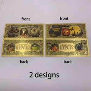 2pcs HALLOWEEN Party Pumpkin One Dollar Gold Foil Banknote Home Decoration - Picture 1 of 1