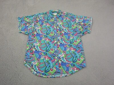Vintage Impact Shirt Adult Small Blue Pink Paisley Festival Hawaiian Mens - Image 1 of 4