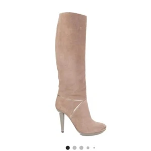 Auth BOTTEGA VENETA taupe suede Knee-High Platform Boots Shoes 38.5 New - Picture 1 of 10