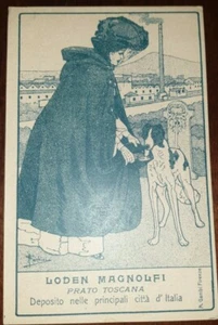 Antike Werbekarte Toskana Wiese Loden Magnolfi Windhund - Bild 1 von 2