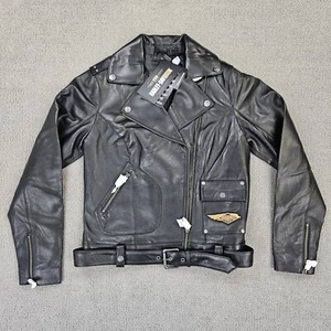 Giacca di pelle Harley Davidson 120° anniversario Pelle di agnello tasca a D biker donna piccolo - Foto 1 di 20