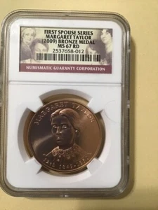 US Mint 2009 First Spouse Bronze Medal Margaret Taylor NGC-MS67 - Picture 1 of 2