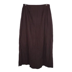 VINTAGE J Jill Womens 10 Long Skirt Brown Crinkle Academia Style Side Zipper - Picture 1 of 11