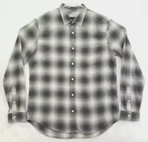 Vince Shirt Mens Large Green White Plaid Cotton Classic Button-Up - Picture 1 of 13
