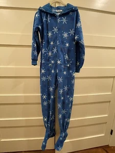 Footed Pajammas.com Youth / Child XL Hooded One Piece Snowflakes - Picture 1 of 7