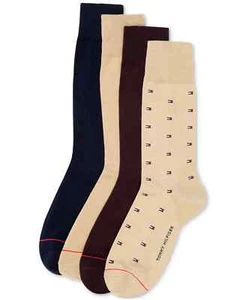 TOMMY Hilfiger Confezione 4 Calzini 4 Paia Calzini Uomo 73% Cotone Multicolore Nuovi con etichette - Foto 1 di 1
