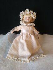 Avon VINTAGE 1996 All Porcelain Victorian Collectors Doll in Swiss Dot Dress, 8"