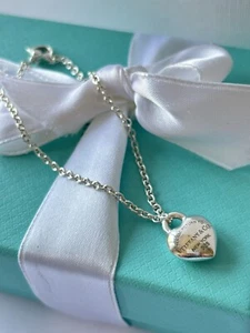 Bracciale Return to Tiffany & Co. Full Puffed Heart 7" Catena Argento, Punzonato! - Foto 1 di 9