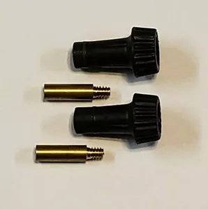 2 BLACK KNOBS WITH 1/2" BRASS EXTENSIONS FOR TURN KNOB LAMP SOCKET NEW 875J - Picture 1 of 5
