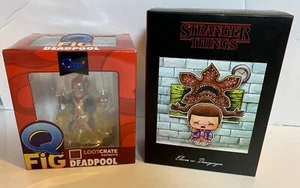 Loot Crate (Stranger Things: Eleven vs Demogorgon & Deadpool: Q Fig) Lot - Picture 1 of 4