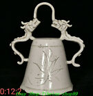 9" China Song Dynasty Ding kiln White Porcelain Dragon Zhong Bell Wall Clock 