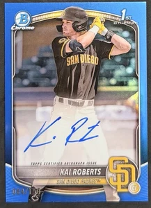 2025 Kai Roberts Bowman Chrome Blue Refractor Auto 84/150 Padres - Imagen 1 de 1