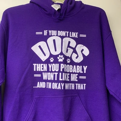 Hoddie de los amantes de los perros letras moradas/blancas unisex talla grande Foto 1 de 4
