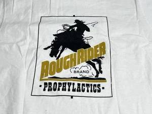T-shirt promozionale vintage anni 90 preservativo cavaliere ruvido profilattica punto singolo taglia L - Foto 1 di 6