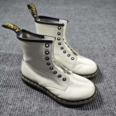 Botas Dr Martens 1460 para mujer talla 6 de cuero blanco con cordones zapatos punk de combate Foto 1 de 4