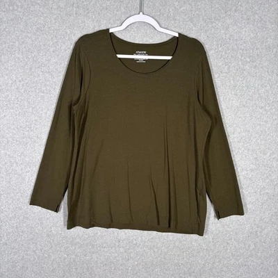 Футболка Chicos The Ultimate большая оливково-зеленая армейская хлопковая модальная минимальная базовая мягкая - Изображение 1 из 4