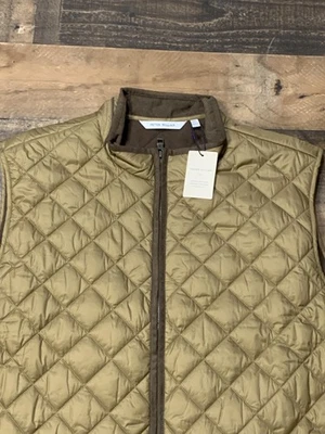 Peter Millar Vest Mens 2XL Tall Olive Essex Quilted Fleece Lined Water Resistant - Image 1 of 4