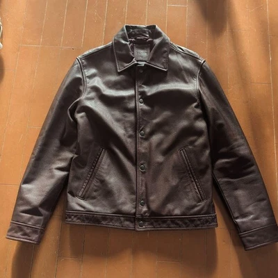 J.Crew Leather Coach Jacket M Brown Cowhide Vintage Excellent Condition - Image 1 of 4