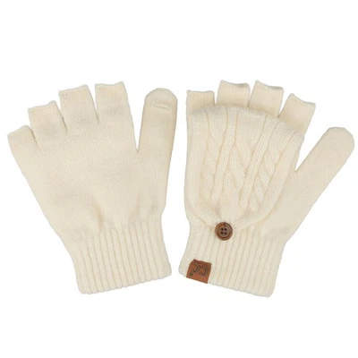 Guantes de manoplata convertibles lisos con patrón tejido de cable clásico C.C para mujer Foto 1 de 3