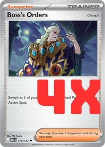 4x Pokémon TCG Boss's Orders 114/132 S&V Mega Evolution Regular Englisch 2025 NM - Bild 1 von 1