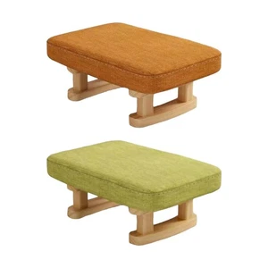 Small Foot Stool Ottoman Wooden Footstool Padded Foot Stool - Picture 1 of 14