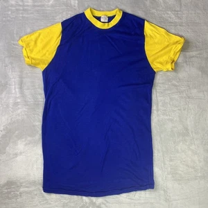 Vtg 70s T Shirt Dodger Sportswear USA Single Stitch Ringer Tee XL (46) #9 Blue - Picture 1 of 8