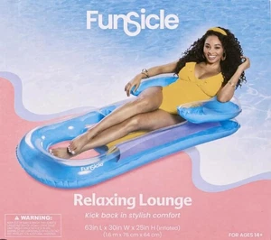 Funsicle Sky Blue Relaxing Lounge, Inflatable Pool Float, Adults, Unisex - Picture 1 of 8