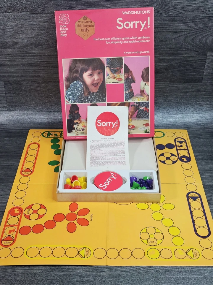 Vintage Sorry! Board Game 1973 Waddington’s 100% Complete VGC  - Image 1 of 4