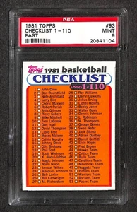 1981 Topps #93 CHECKLIST 1-110 EAST PSA 9 Mint 20841104 - Picture 1 of 2