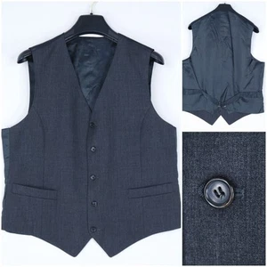 Mens Waistcoat Large Size US 42 Vintage Grey Formal 100% Wool Dress Vest - Picture 1 of 12