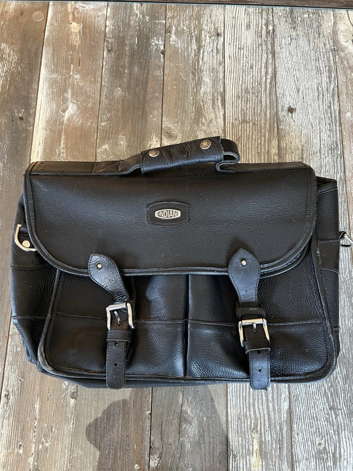 Vintage Indian Motorcycle All-Weather Leather Messenger Bag, Cross Body Brown - Image 1 of 4