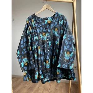 Gudrun Sjoden Tunika-Kleid Plissee Blumen Baumwolle Größe XL - Bild 1 von 9