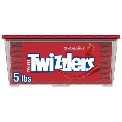 TWIZZLERS Twists Strawberry Flavored Licorice Style, Low Fat Candy Tub, 5 lb - Image 1 of 4