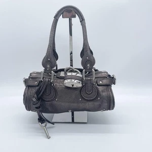 Chloe Mini Paddington Handbag Leather Key and Lock Metallic Used 5239 - Picture 1 of 9