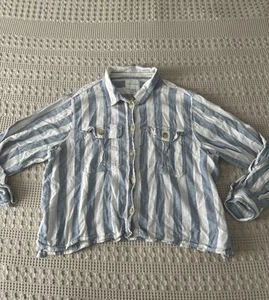 American Eagle Size L Striped Cotton Button Down - Picture 1 of 10