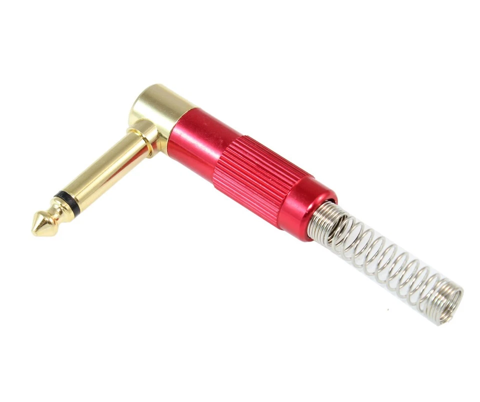 1/4 Inch ANGLED MONO TS Male Self-solder Premium Connector  Gold Plated - Image 1 of 2