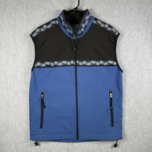 Copper River Kodiak Fleece Vest Mens Size Medium Alaska Bear Paws Black Blue - Picture 1 of 6