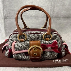 Coach Soho Handtasche Boston Satchel Bag Tweed 8F03 Top Zustand aus Japan - Bild 1 von 8