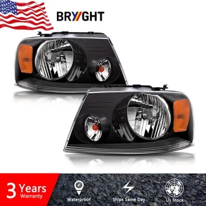 For 2004-2008 FORD F150 06-08 Lincoln Mark Lt Black Housing Halogen Headlights - Picture 1 of 11